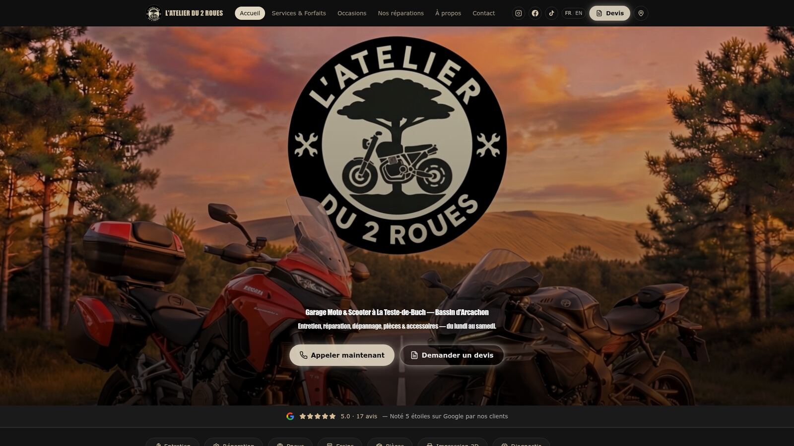 Aperçu du site L'Atelier du 2 Roues